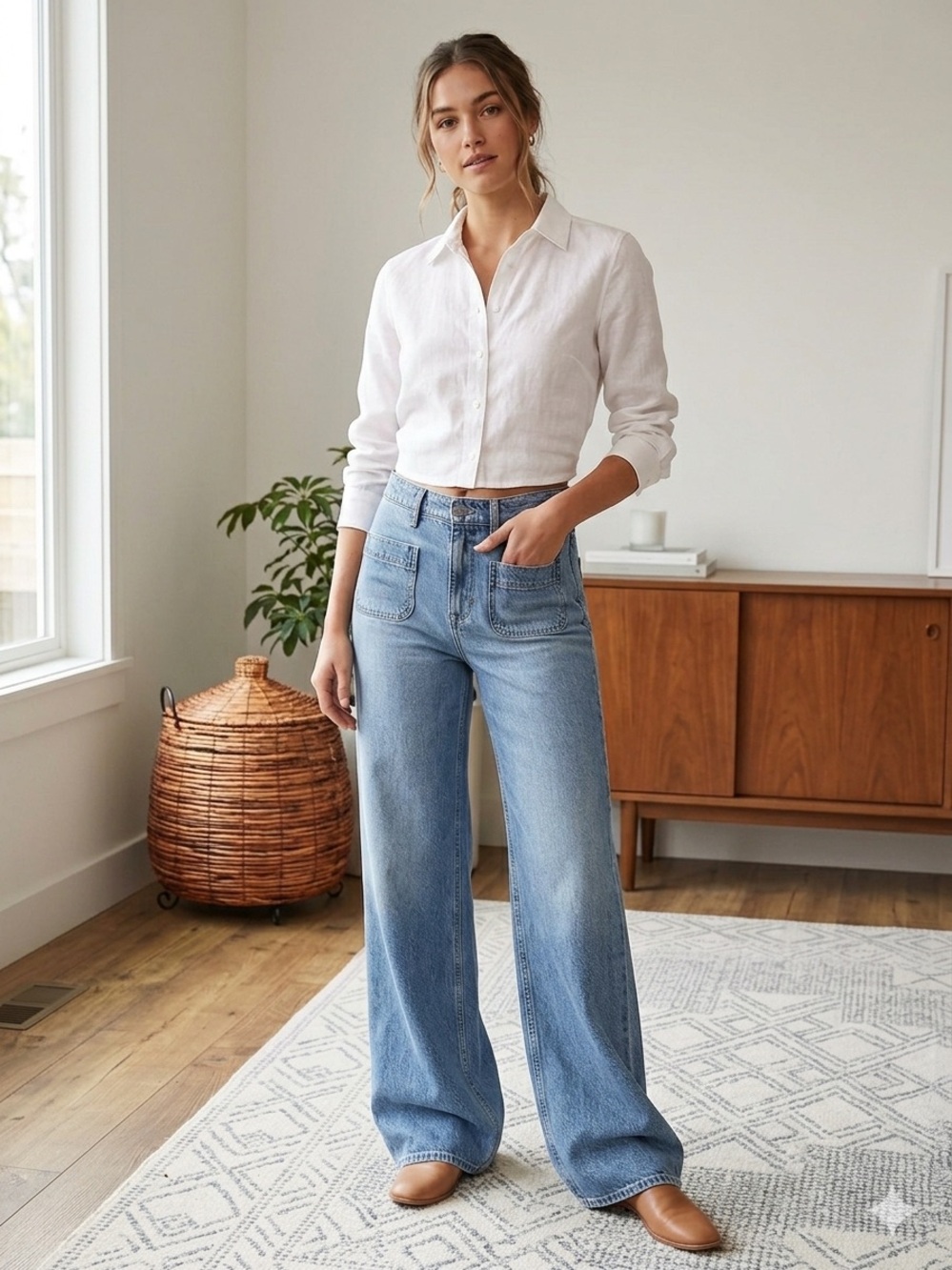 High-Rise Wide-Leg Jeans in Faded Blue